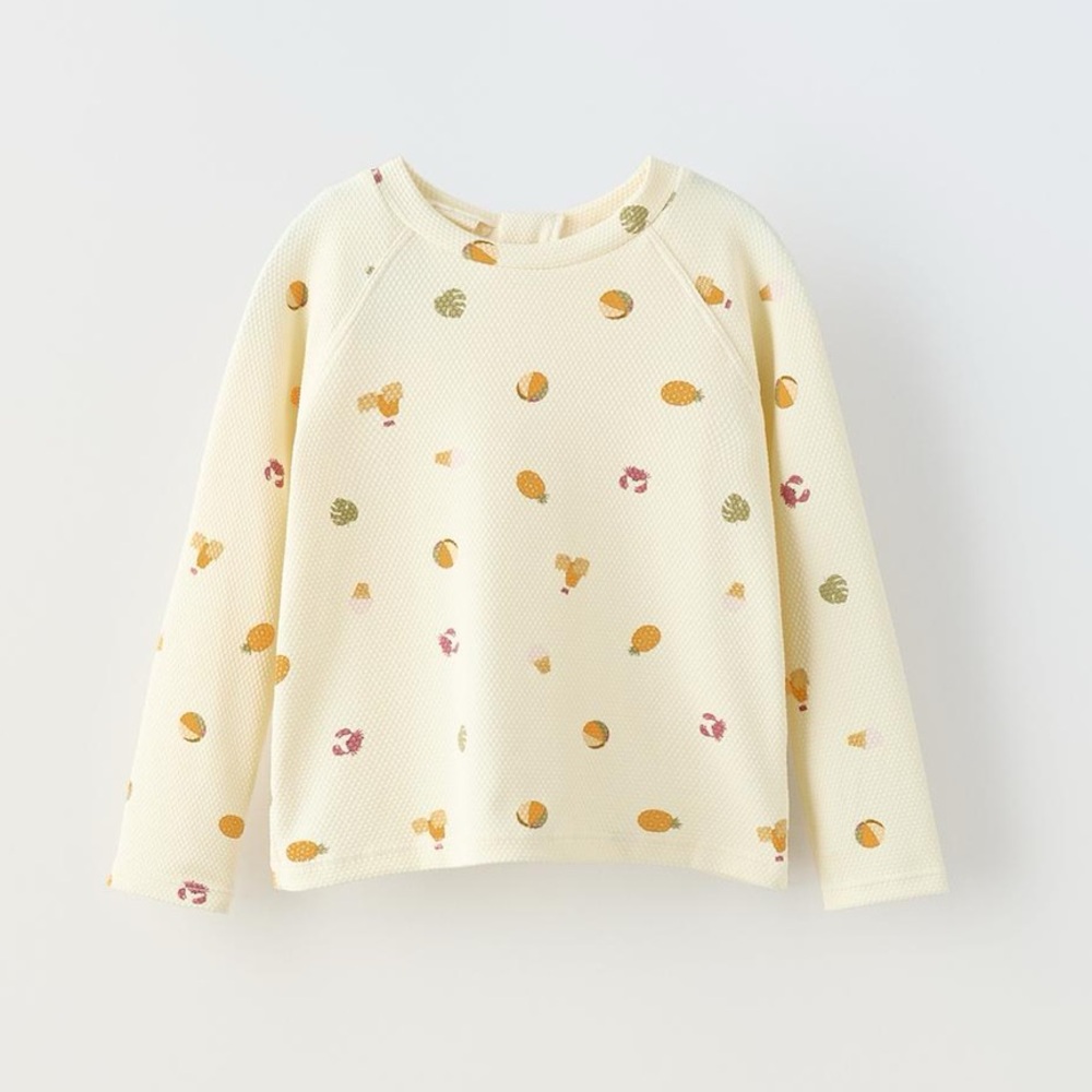 Zara kids, vanilla, printed swim T-shirt, 3-4 years